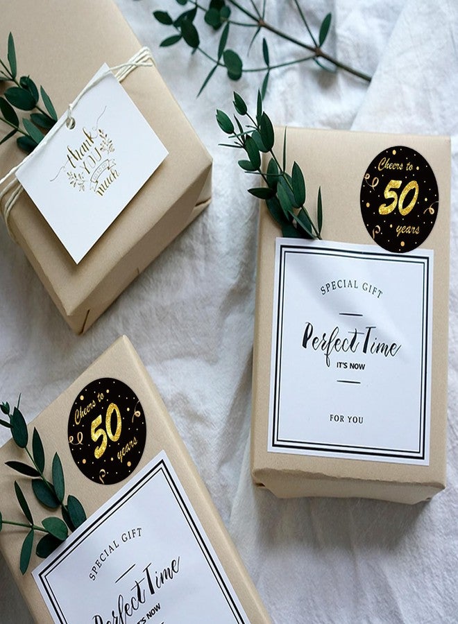 REWIDPARTY 1.5 Inch Round 50th Birthday Stickers（80 Pieces） Black Gold Cheers to 50 Years Stickers 50th Birthday Party Favor Stickers Adhesive Stickers 50th Anniversary Party Decorations Supplies - Image 3